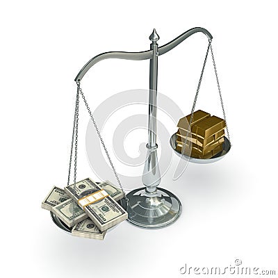 Scales dollars gold Stock Photo