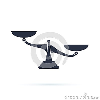 Scales, Flat design, vector illustration on white background. Libra, balance vector icon. Weight symbol. Compare concept Vector Illustration