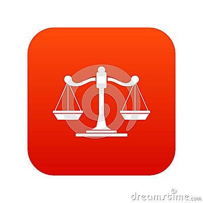 Scales of justice icon digital red Vector Illustration