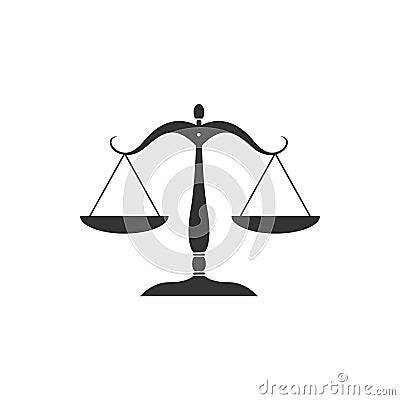 Scales of justice icon isolated. Court of law symbol. Balance scale sign. Flat design Vector Illustration