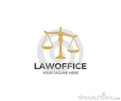 Scales of justice logo template. Law scales vector design Vector Illustration