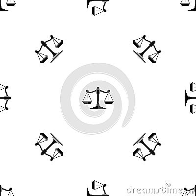 Scales of justice pattern seamless black Vector Illustration