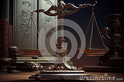 scales of justice, with the side holding the heavier weight on top Stock Photo