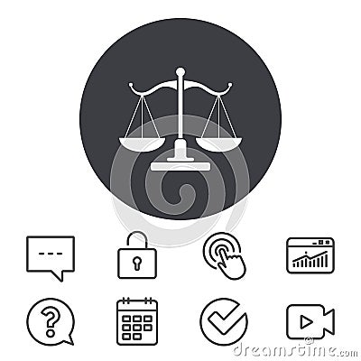 Scales of Justice sign icon. Court of law symbol. Vector Illustration