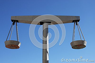 Scales of Justice in Steel Perfect Balance Stock Photo