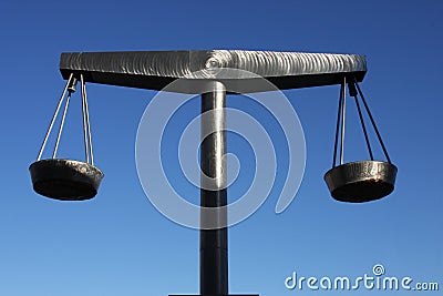 Scales of Justice in Steel Perfect Balance Stock Photo