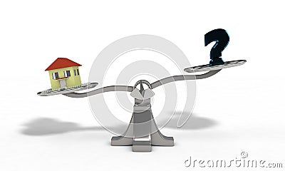 Scales sybmole and house win concept, 3d render Stock Photo