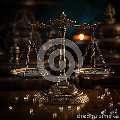 Scales tampered hand signifies illicit influence, distorting fairness in legal proceedings Stock Photo