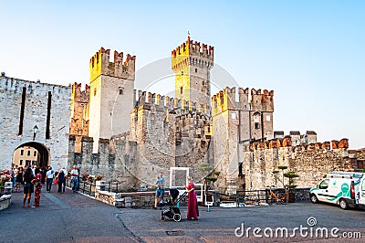 The Scaligero Castle is a fortress from the Scaliger era, access point to the historical center of Sirmione one of the most Editorial Stock Photo