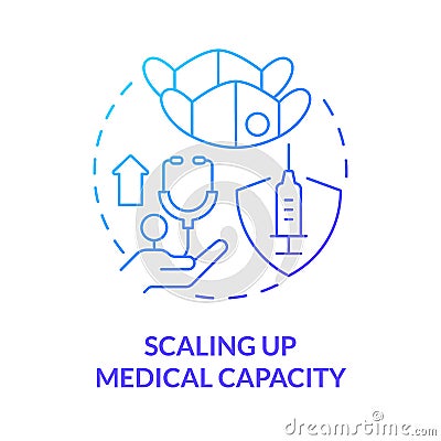 Scaling up medical capacity blue gradient concept icon Vector Illustration