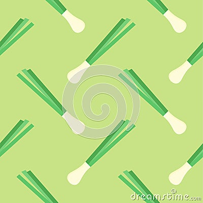 scallion seamless pattern vector illustration. Basil and spring onion pattern design or background Vector Illustration
