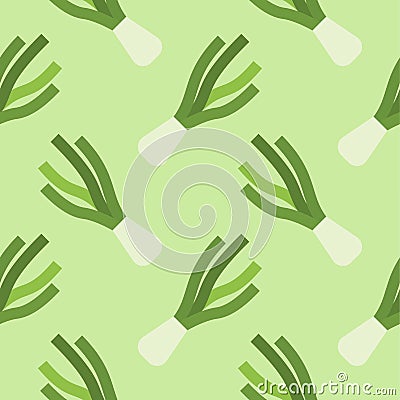 scallion seamless pattern vector illustration. Basil and spring onion pattern design or background Vector Illustration