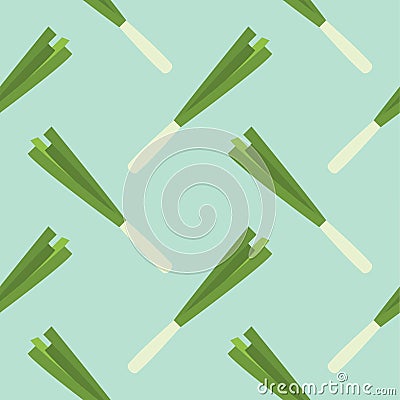 scallion seamless pattern vector illustration. Basil and spring onion pattern design or background Vector Illustration