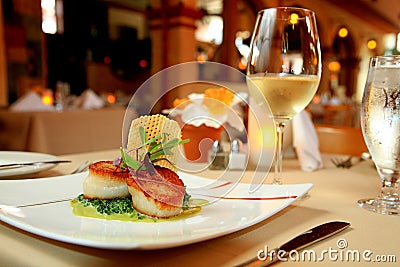 Scallop dinner Stock Photo