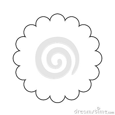 Scalloped circle outline shape Vector Illustration