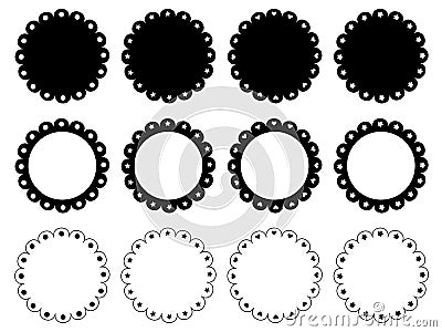 Scalloped edge circle frame set Vector Illustration