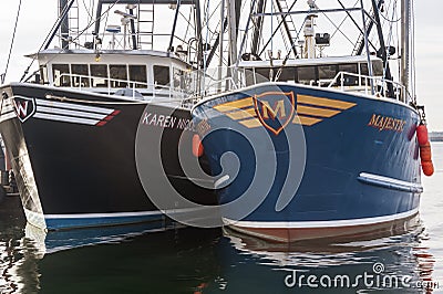 Scallopers Karen Nicole and Majestic docked in Fairhaven Editorial Stock Photo