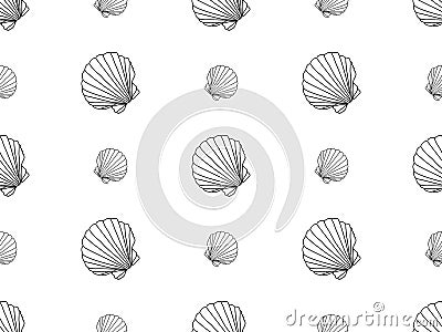 Scallops seamless pattern on white background Vector Illustration