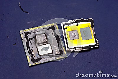 Scalp computer processor. a thermally conductive layer replaceme Stock Photo