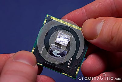 Scalp computer processor. a thermally conductive layer replacement Stock Photo