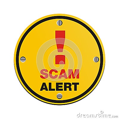 Scam alert circle sign Stock Photo