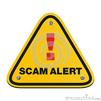 Scam alert triangle sign Stock Photo