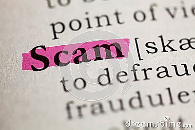 Definition of the word Scam Stock Photo