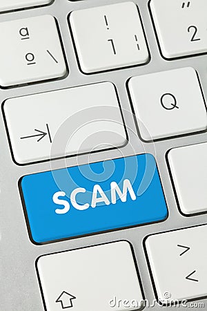 SCAM - Inscription on Blue Keyboard Key Stock Photo