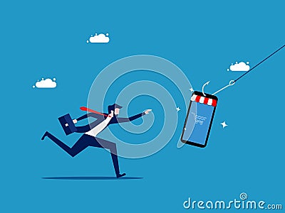 Scam through online stores. Businessmen are victims of laptop sales. vector Vector Illustration