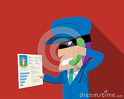 Scammer calling to senior woman for threaten Vector Illustration