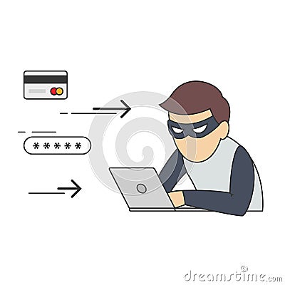 Scammer, Hacker or Internet Thief Vector Illustration