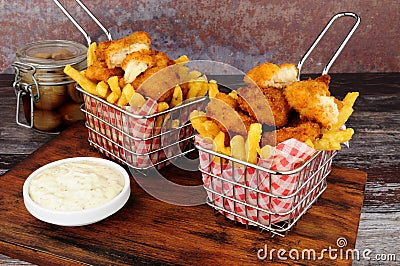 Scampi And French Fries Meal Stock Photo