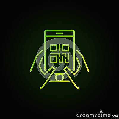 scan code in smartphone green vector icon or symbol Vector Illustration