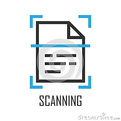 Scan document icon in flat style. Recognize text vector illustration on isolated background. File scanner sign business concept Vector Illustration