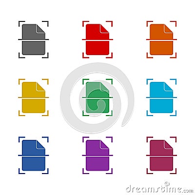 Scan document icon isolated on white background. Set icons colorful Vector Illustration