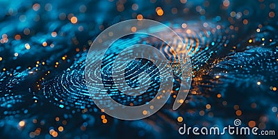 Scan fingerprints for cybersecurity to protect sensitive data from cyber attacks. Concept Biometric Stock Photo