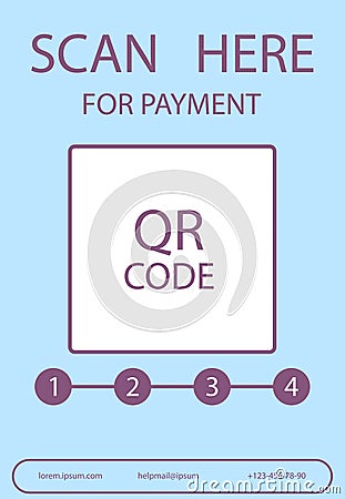 Scan here for payment Qr code and instruction how to use Vector Illustration