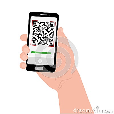 Scan the QR code on your mobile phone. Electronic, digital technologies, barcode. Color Vector illustration Vector Illustration