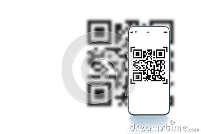 Scan qrcode. Digital mobile smart phone with qr code scanner on smartphone screen for payment, online pay, scan barcode Stock Photo