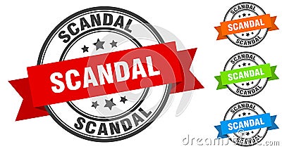 scandal stamp. round band sign set. label Vector Illustration