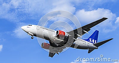 Scandanavian Airlines Passenger Aircraft. Boeing 737-700 Editorial Stock Photo