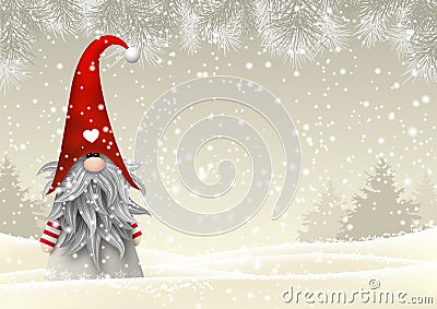 Scandinavian christmas traditional gnome, Tomte, illustration Vector Illustration