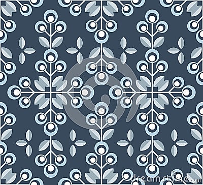 Scandinavian floral background, mid century wallpaper, seamless pattern, Vector Illustration