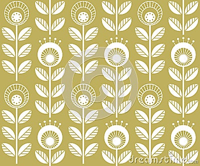Scandinavian folk style flowers, seamless vector pattern Vector Illustration