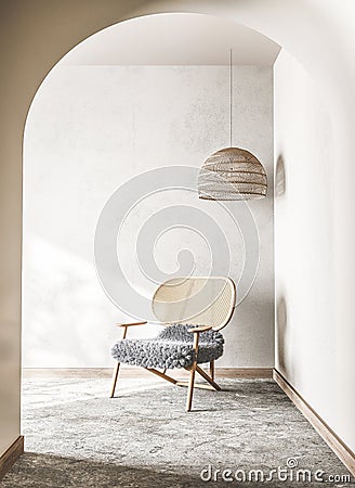 Scandinavian interior living room design, trendy home decor Stock Photo