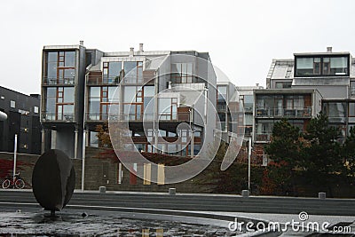 Scandinavian modern neighbourhood in a gray day Stock Photo
