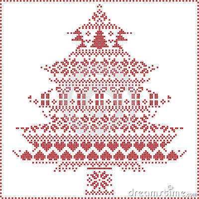 Scandinavian Nordic winter stitching knitting christmas pattern Vector Illustration
