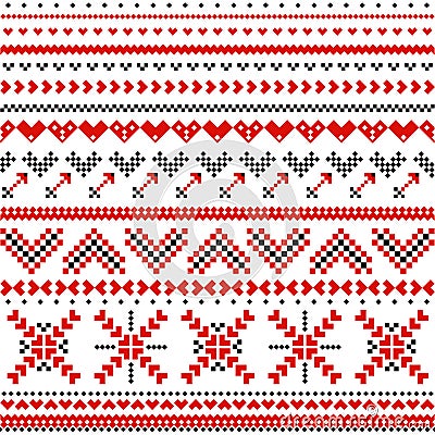 Scandinavian pattern with hearts Vector Illustration