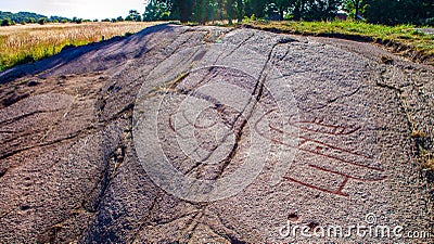 Scandinavian Rock carving Stock Photo