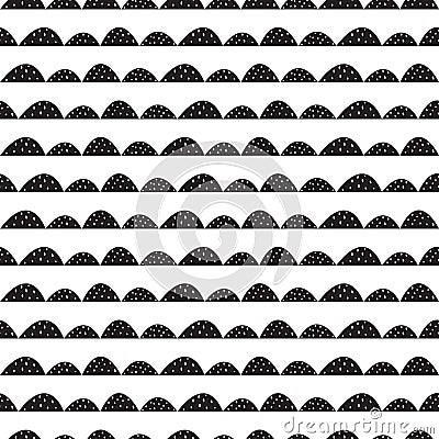 Scandinavian seamless black and white pattern in hand drawn style. Vector Illustration